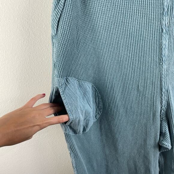 Boutique Mineral Wash Waffle Knit Open Back Jumpsuit - Picture 6 of 8